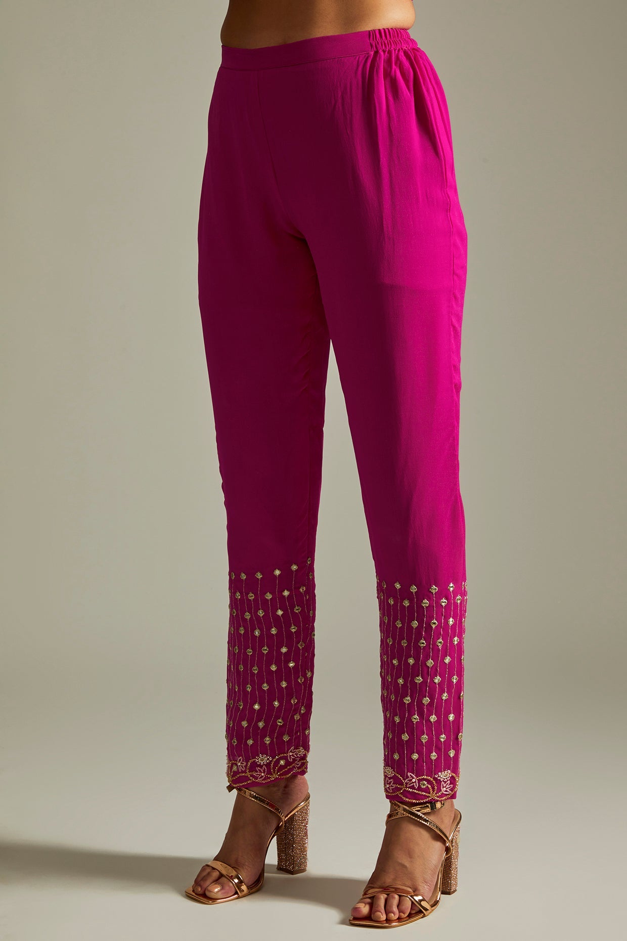 Magenta Kurta Pants Set - indian ethnic attire for women