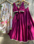 Magenta Lehenga Set with Hand-Painted Dupatta - choli lehenga choli