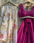 Magenta Lehenga Set with Hand-Painted Dupatta - choli lehenga choli