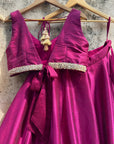 Magenta Lehenga Set with Hand-Painted Dupatta - choli lehenga choli
