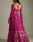 Magenta Mirror and Gota Lehenga Set - indian ethnic attire