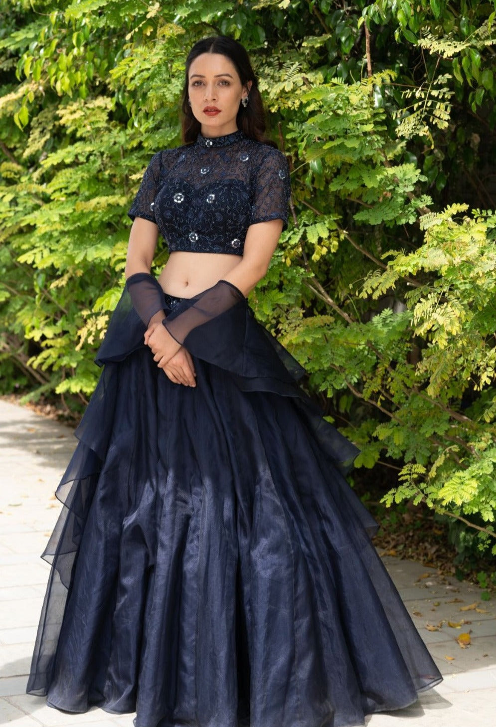 Maheem Organza Lehenga - black lehenga