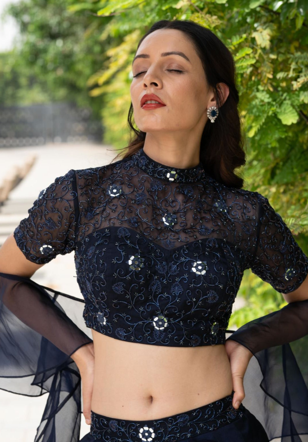 Maheem Organza Lehenga - black lehenga