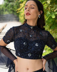 Maheem Organza Lehenga - black lehenga