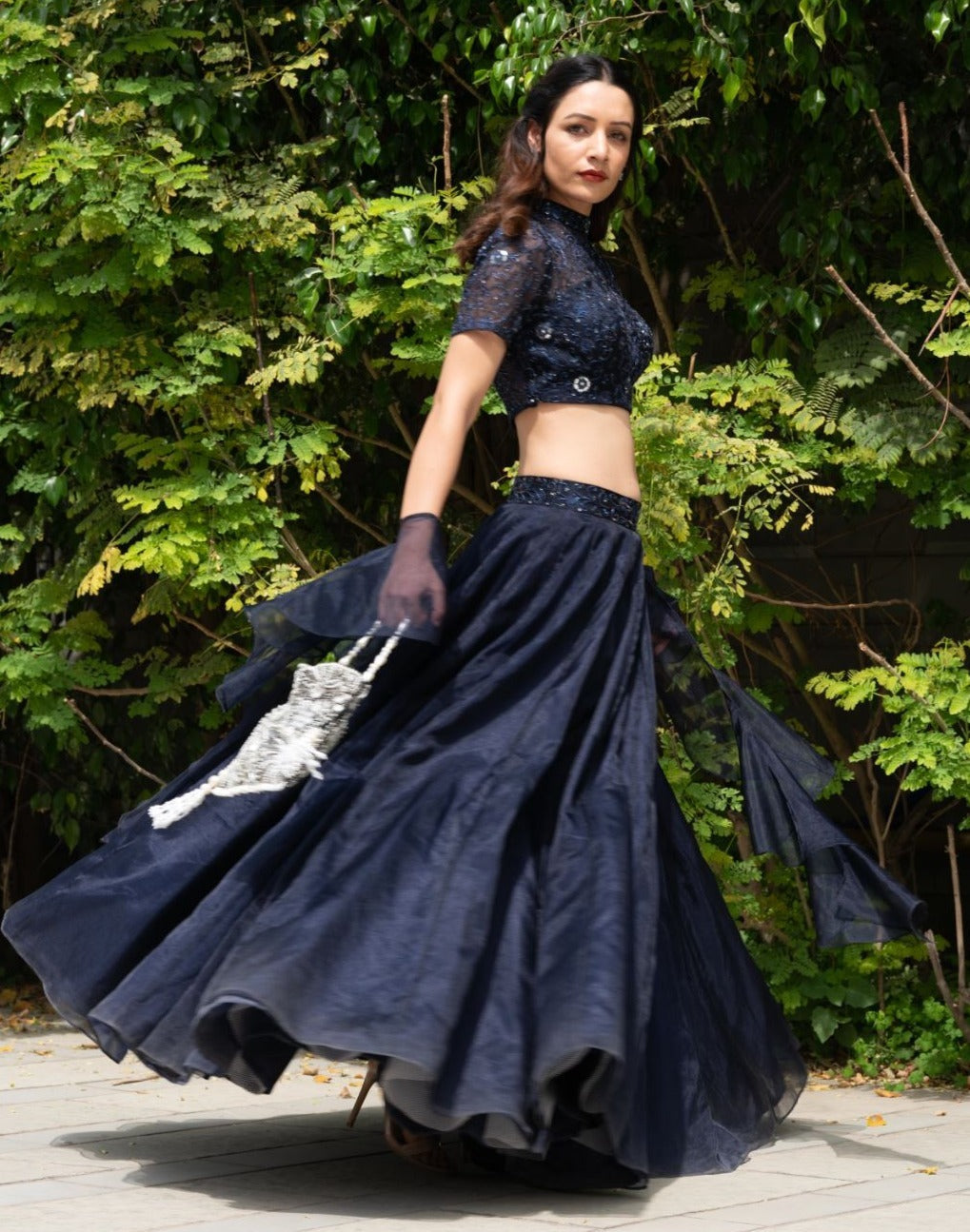 Maheem Organza Lehenga - black lehenga