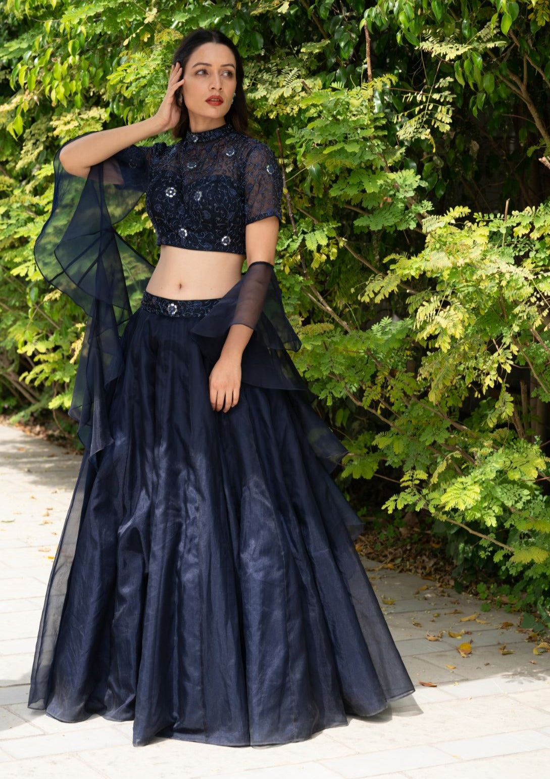 Maheem Organza Lehenga - black lehenga