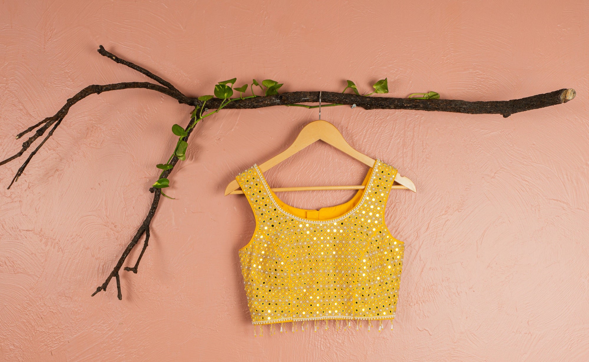Mango Yellow Mirror Work Blouse Ivory Sharara Yellow Dupatta - ladies outfit