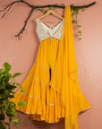 Mango Yellow Sharara With Ivory Blouse Yellow Dupatta  - yellow dress