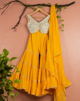 Mango Yellow Sharara With Ivory Blouse Yellow Dupatta  - yellow dress