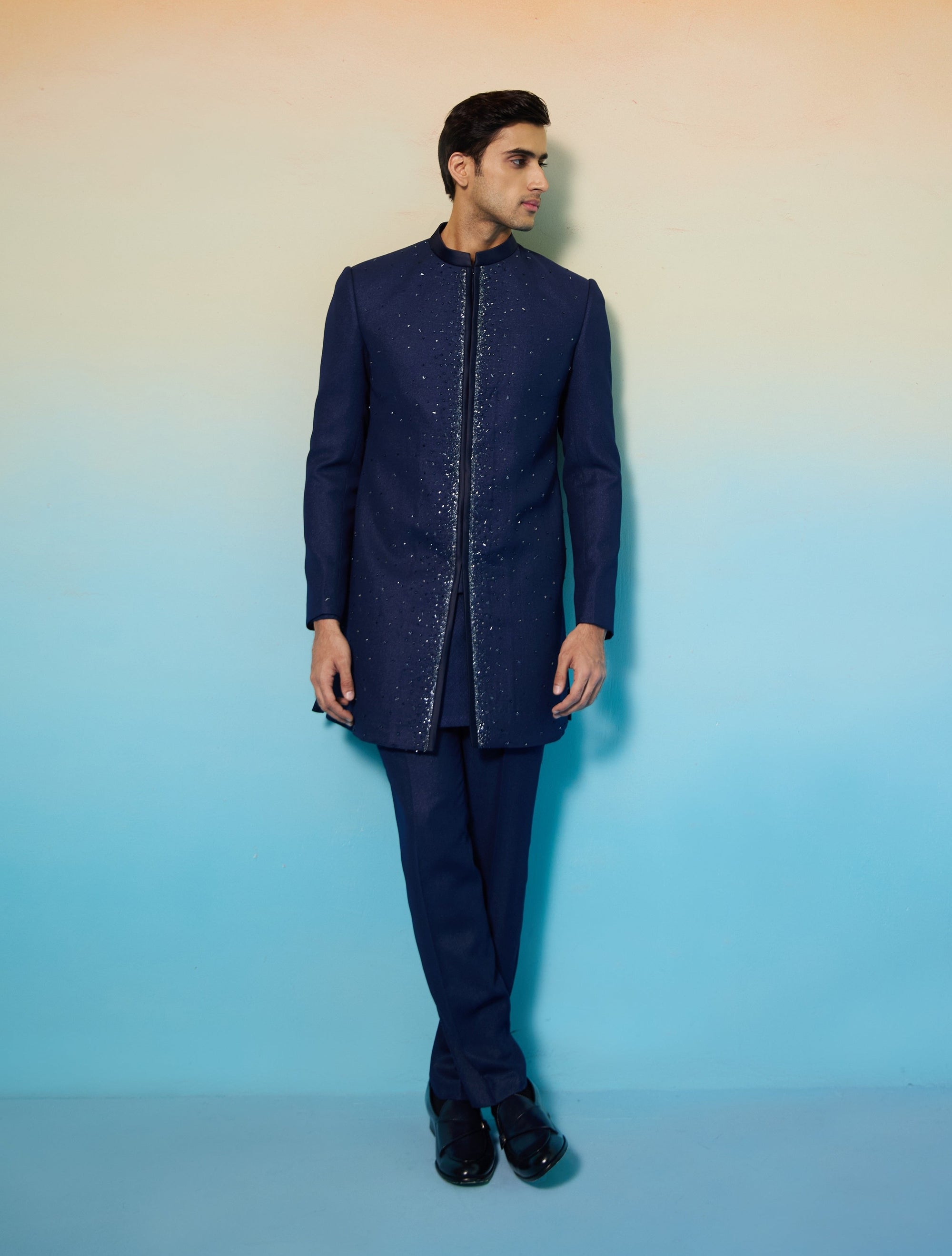Blue Comet Sherwani Set - ethnic clothing for men