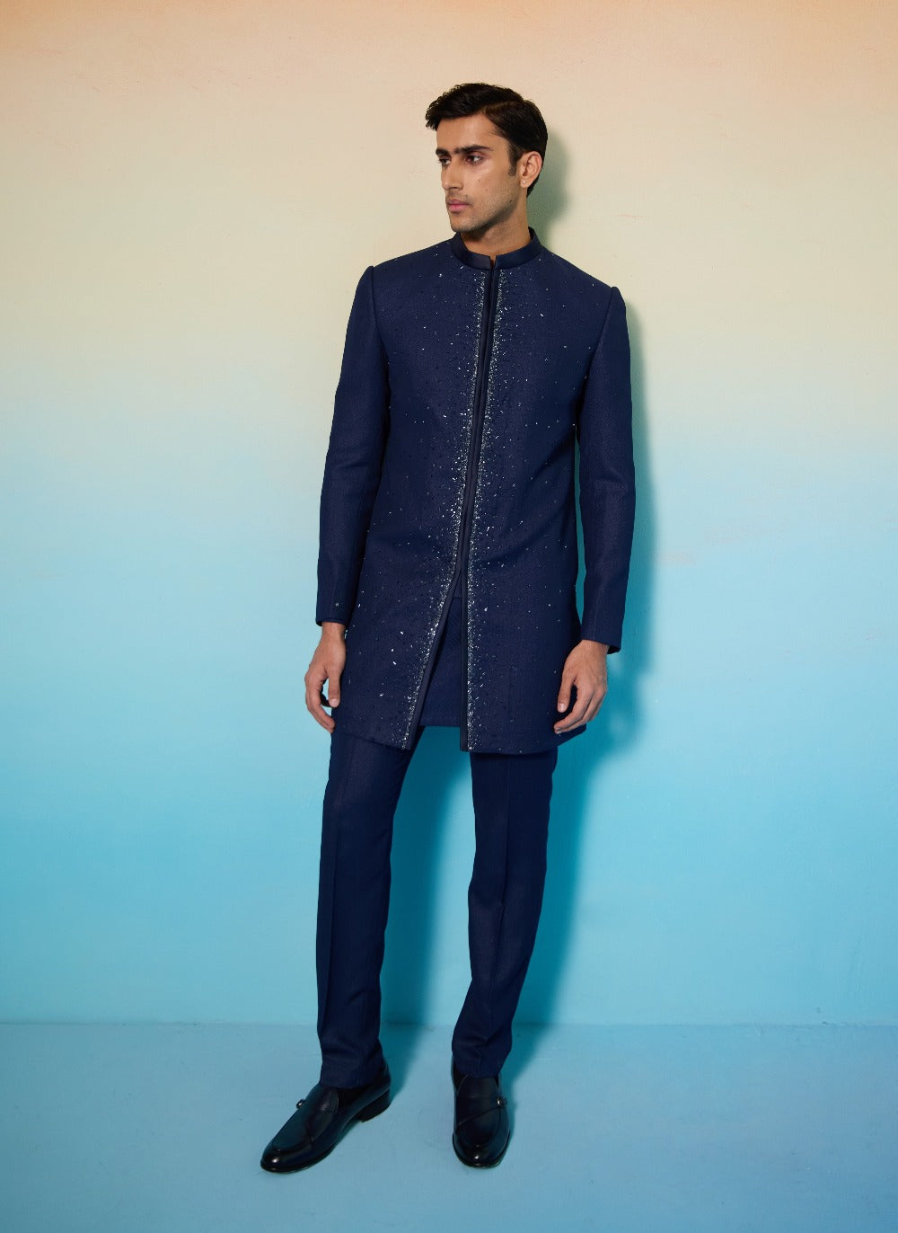 Blue Comet Sherwani Set - ethnic clothing for men