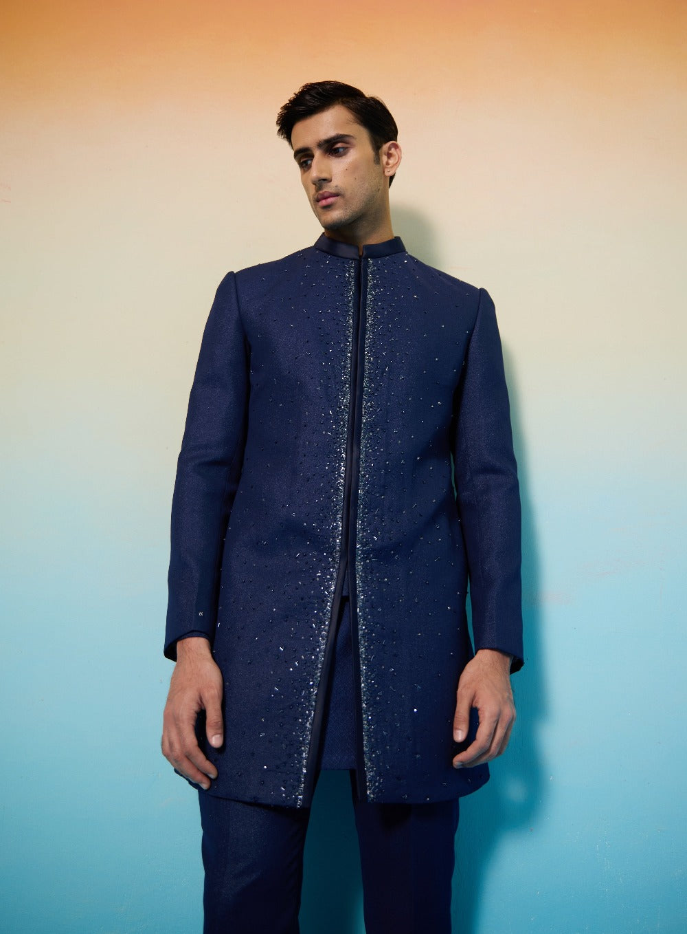 Blue Comet Sherwani Set - ethnic clothing for men