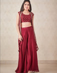 Maroon Jacket and Palazzo Set - palazzo set