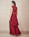Maroon Jacket and Palazzo Set - palazzo set