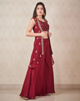 Maroon Jacket and Palazzo Set - palazzo set
