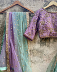 MAUVE And Sage Green Lehenga - lehenga set