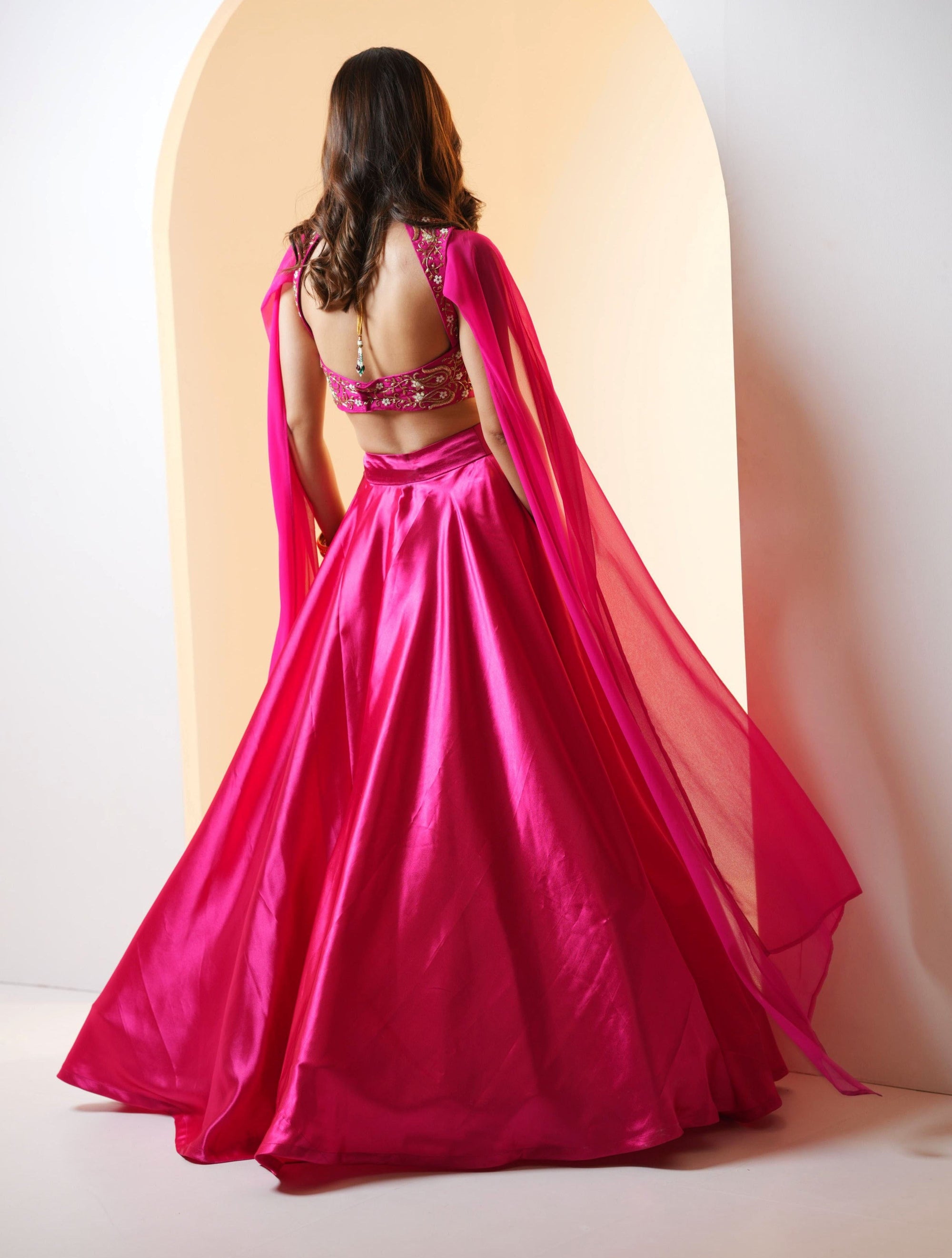 MEERA Hot Pink Lehenga Set - hot pink lehenga