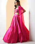 MEERA Hot Pink Lehenga Set - hot pink lehenga