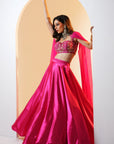 MEERA Hot Pink Lehenga Set - hot pink lehenga