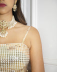 Metallic Gold White Bustier With Gold Taffeta Skirt - designer outfit for women