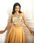 Metallic Gold White Bustier With Gold Taffeta Skirt - designer outfit for women