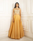 Metallic Gold White Bustier With Gold Taffeta Skirt - designer outfit for women