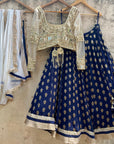 Midnight Blue and Mirror Work Lehenga Set