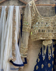 Midnight Blue and Mirror Work Lehenga Set - designer outfits for women