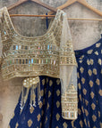 Midnight Blue and Mirror Work Lehenga Set - designer outfits for women