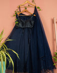 Midnight Blue Lehenga Set - blue lehenga