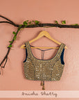 Midnight Blue Sharara With Mirror Work Blouse Dupatta - sharara