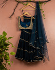 Midnight Blue Sharara With Mirror Work Blouse Dupatta - sharara