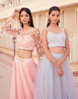 Mint Green One Shoulder Blouse With Pearl Embroidery Tulle Skirt - mint green dress