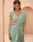 Mist Ruffle Saree Set - indian sari