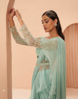 Mist Ruffle Saree Set - indian sari