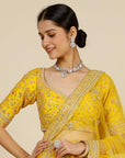 Mustard Raw Silk Bhavna Lehenga - yellow lehenga