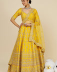 Mustard Raw Silk Bhavna Lehenga - yellow lehenga