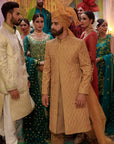 Mustard Shade Chikan Sherwani - groom sherwani