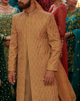 Mustard Shade Chikan Sherwani - groom sherwani