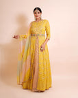 Mustard Yellow Anarkali Set - yellow anarkali dress
