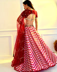 MYRAH Pink Chevron Lehenga - pink and white lehenga