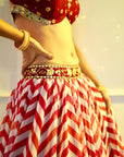 MYRAH Pink Chevron Lehenga - pink and white lehenga