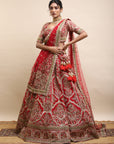 NARGIZ Red Lehenga - red bridal lehenga