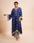 Navy Blue Kaftan Kurta Set - navy blue kurta