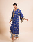 Navy Blue Kaftan Kurta Set - navy blue kurta