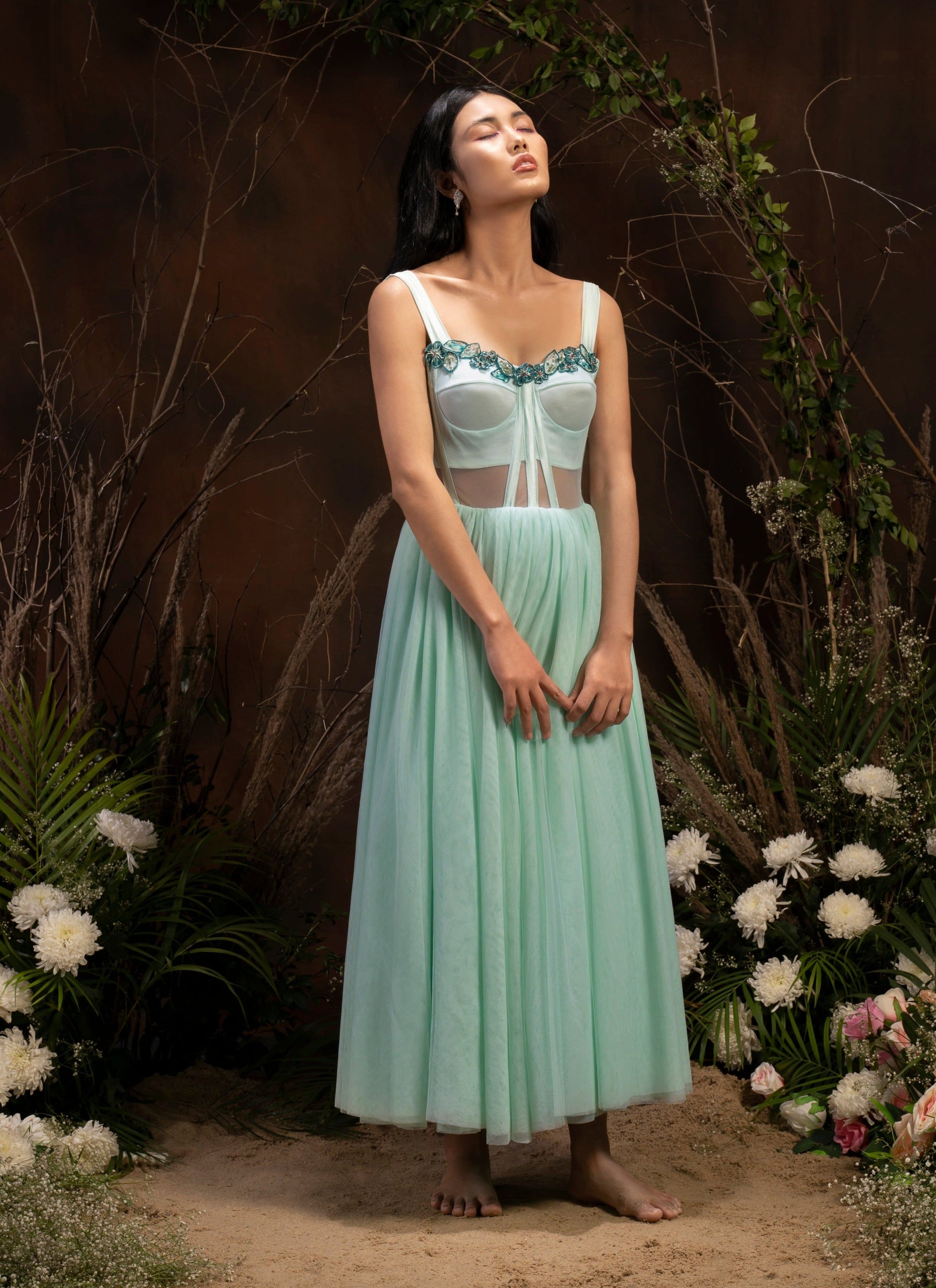 Neha Ankle Length Dress - light blue dress