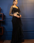 Night Tulip Ruffle Saree - indian saree dress