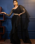 Night Tulip Ruffle Saree - indian saree dress
