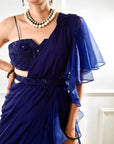 NIKASHA Navy Ruffle Saree - indian sari dress