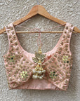 Nude Blush Mirror Lehenga Set - mirror work lehenga